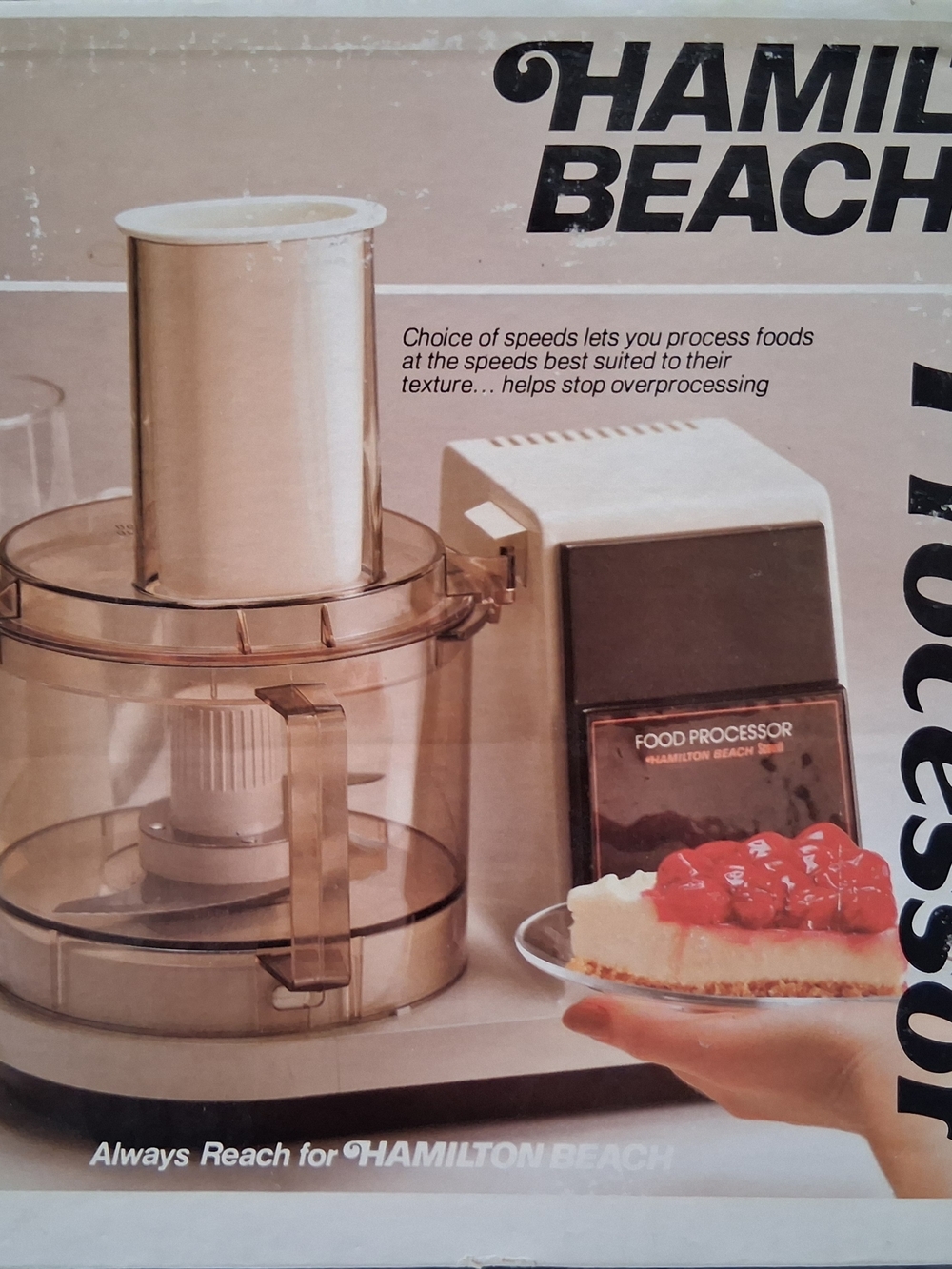 Hamilton Beach Cream and Clear Food Processor with Brown-Toned Accents